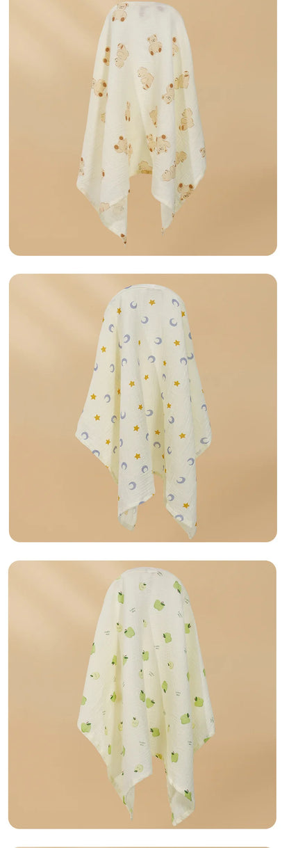 Double Layer Cotton Nursing Cover Breastfeeding Baby Blanket Outdoor Muslin Gauze Towel Multifunctional Shawl Stroller Blanket