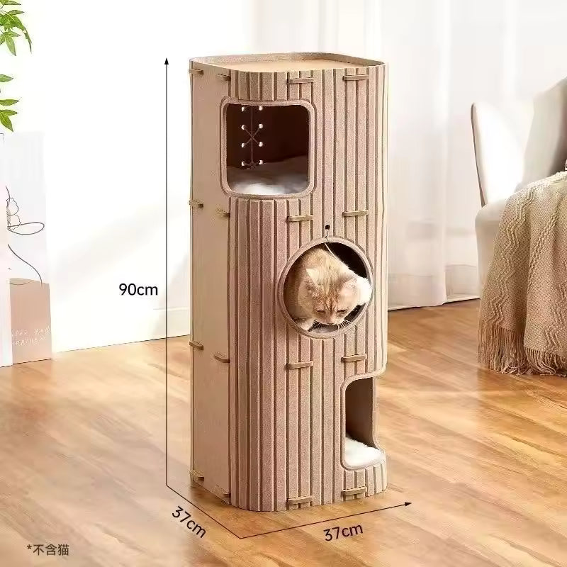 Multi-layer Cat Bed Closed Safety Cat Nest Wear-resistant Felt Cat Climbing Frame Indoor Integrated Pet Toys for All Seasons