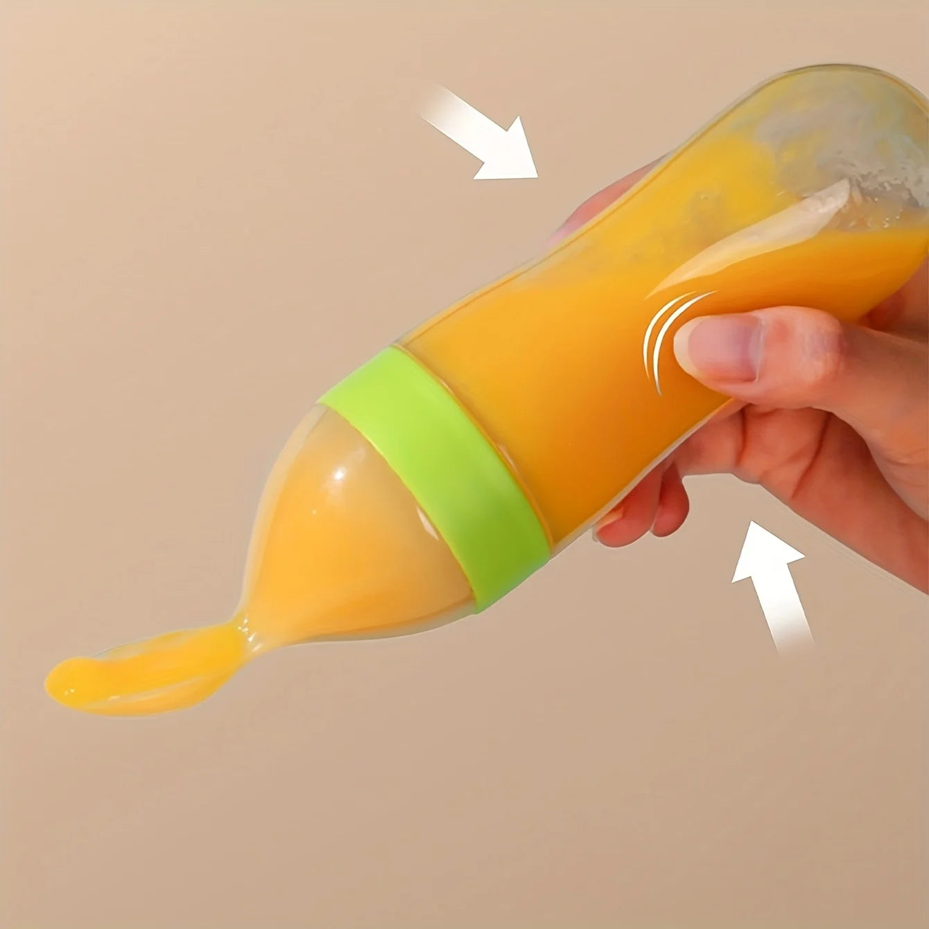 9pcs Baby Feeding Set: 1pc Silicone Squeeze Feeding Bottle With Spoon, 2pcs Fruit Feeder Pacifiers, 6pcs Mesh Pouches (2pcs S+2p