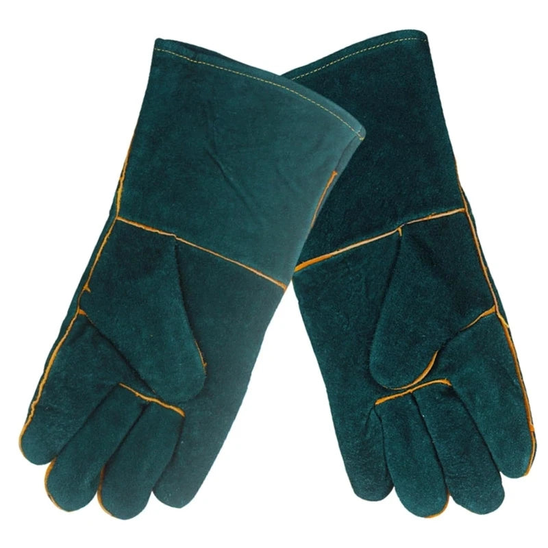 Heat Resistant Cowhide Welding Gloves Leather Reinforced Safety Work Gloves for Men Women Fireplace Stove BBQ Gear Driver Gloves