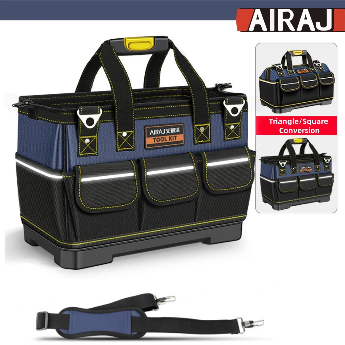 Tool Bag for Men with Waterproof Hard Bottom, Heavy Duty Tool Bag Wide Mouth Tote for Various Instrument, Electrician Carpenter Mechanic