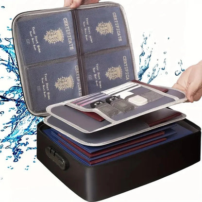 Fireproof Document Box, Hard Case File Box with Fireproof Zipper＆Lock, Heat Insulated Fire and Water Resistant File Organizer Storage Safe for Important Documents Laptop Cash