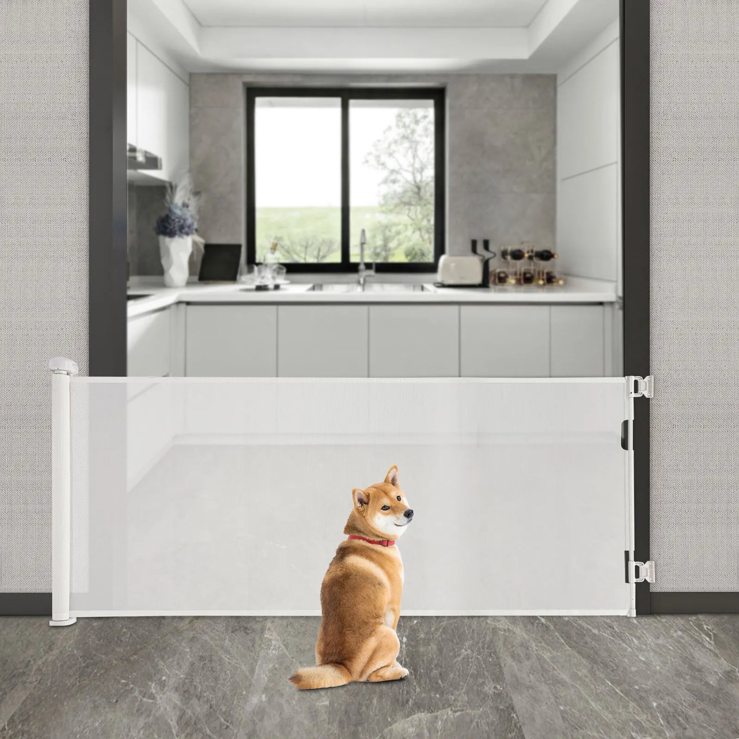 Adjustable Temperature Pet Gate Retractable Baby Gate Pet Gate for Stairs, Corridors, Bedrooms