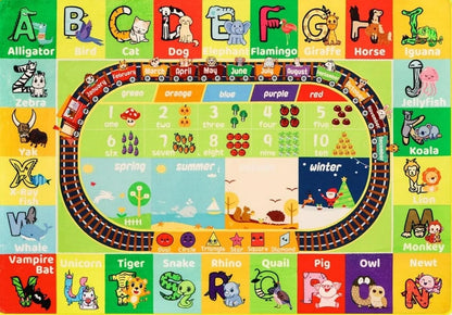 Baby Play Mat, Playpen Mat with Super Soft Touch, Activity Mats with Upgraded Anti-Slip Bottom, Machine Washable Crawling Mats for Floor & Picnic (Animal Alphabets)