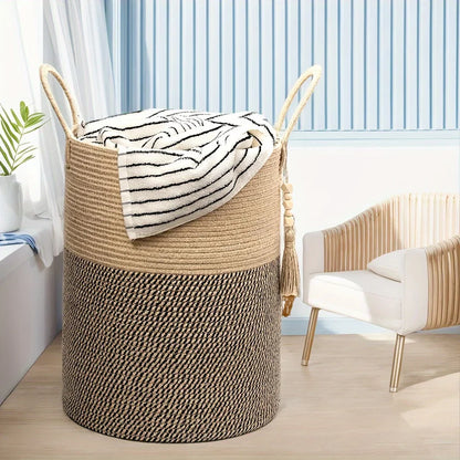 Large Storage Basket for Organizing, Woven Rope Basket for Shelves, Closet Organizer Bins for Clothes, Blanket, Toys, Baby Nursery Storage