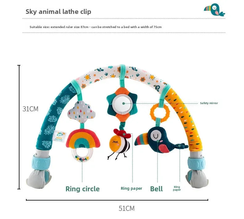 Infant Baby Stroller Arch Toy Play Bar Fun Newborns Sensory Activity Adjustable for Bouncers and Car Safe Seat Bed Hanging Toys