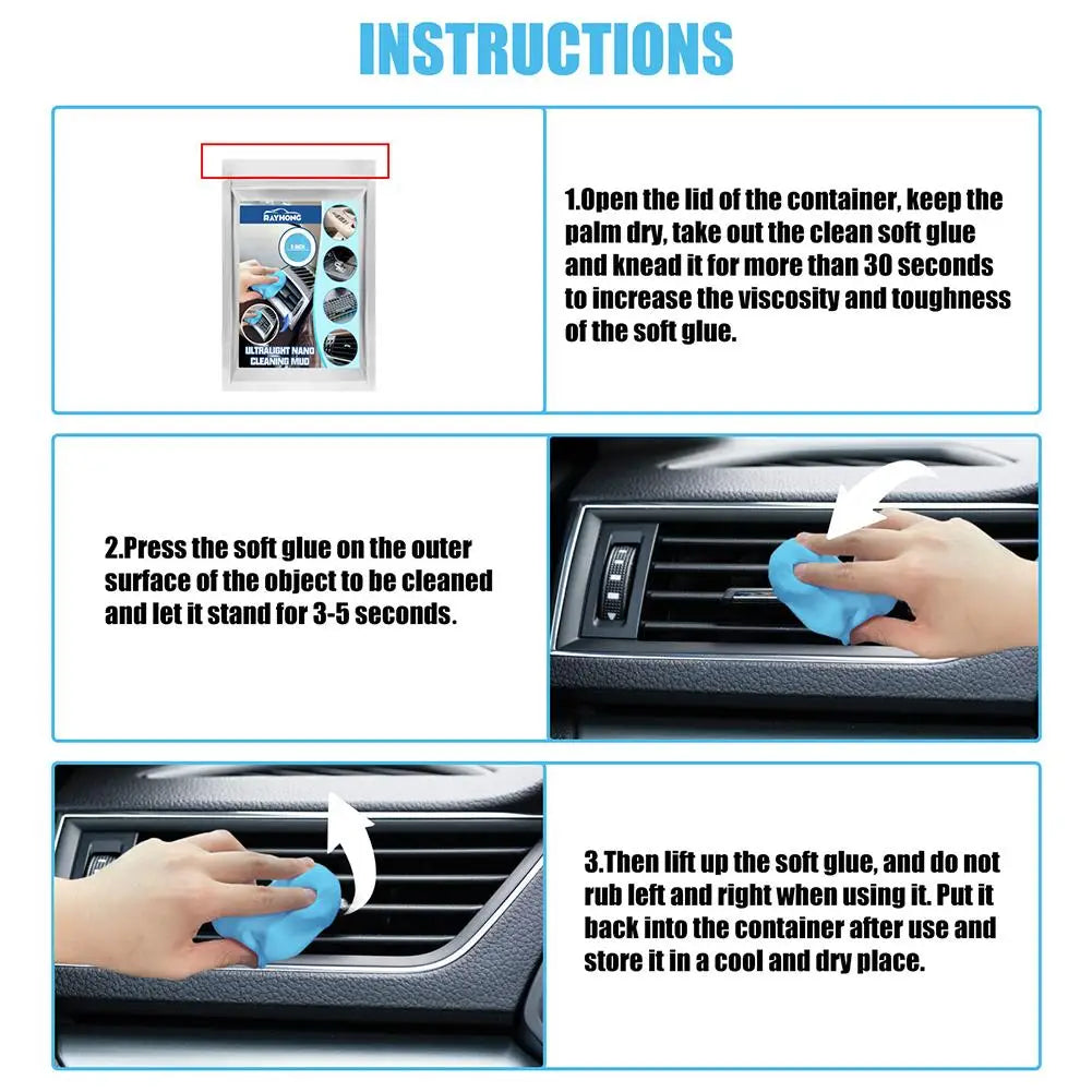 Car Cleaning Gel Putty Reusable Car Interior Detailing Mud Dust Computer Dust Cleaning Keyboard Remover Gel Auto Vent Clean H7U4