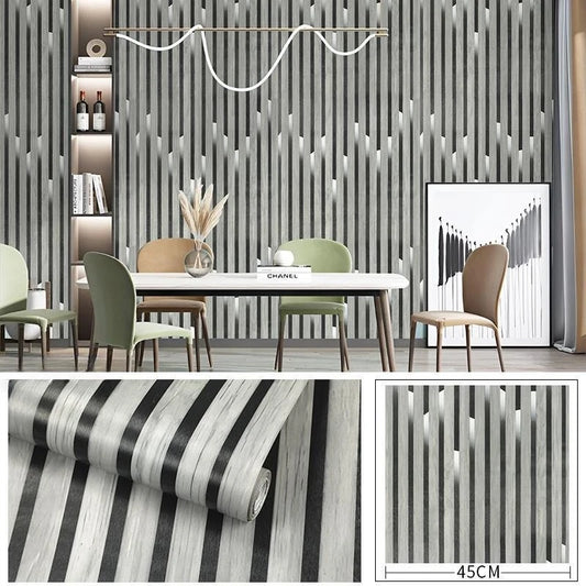 Wood Slat Wallpaper Peel and Stick Wood Grating Stripe Self-Adhesive Wallpaper Faux Wood Contact Paper Self Adhesive Home Decor