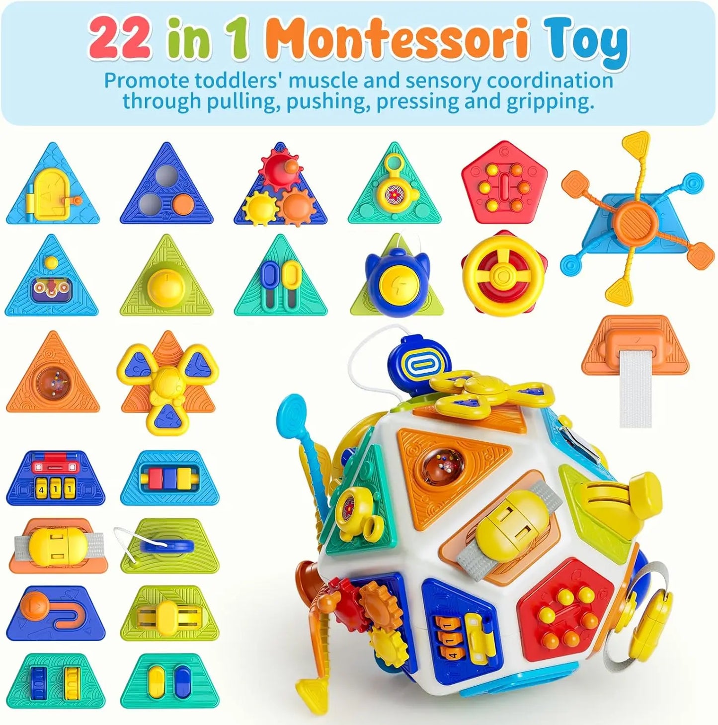 22-in-1 Baby Busy Board Activity Cube Toys Montessori Toy Educational Learning Sensory Travel Toys for Infant Christmas Gifts
