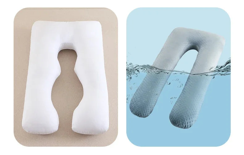 Removable washable pillow soft care pillow side sleep U-shaped pregnant women pillow solid color memory foam waist pillow