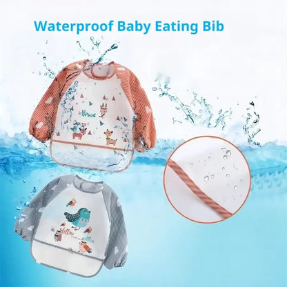For1-3Year Baby Long Sleeve Scarf Waterproof Toddler Art Smock Feeding Bib Apron Pocket Infant Boys Girls Burp Cloth Banana Bibs