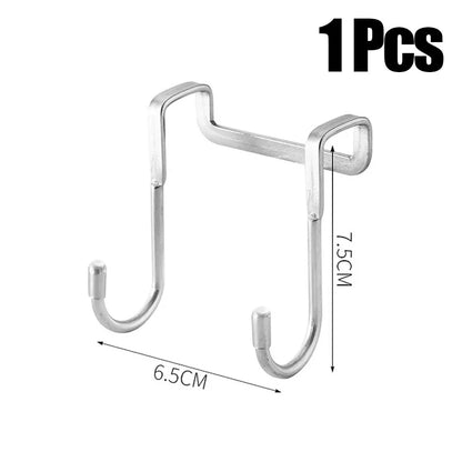 304 Stainless Steel Hook Free Punching Double S-Shape Hook Kitchen Bathroom Cabinet Door Silvery Type Coat Towel Storage Hanger