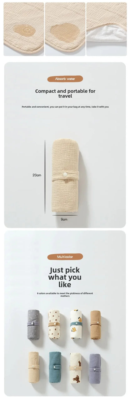 Portable and reusable pure cotton baby diaper pad for outdoor use, foldable and soft, dual-purpose mattress cover for newborns