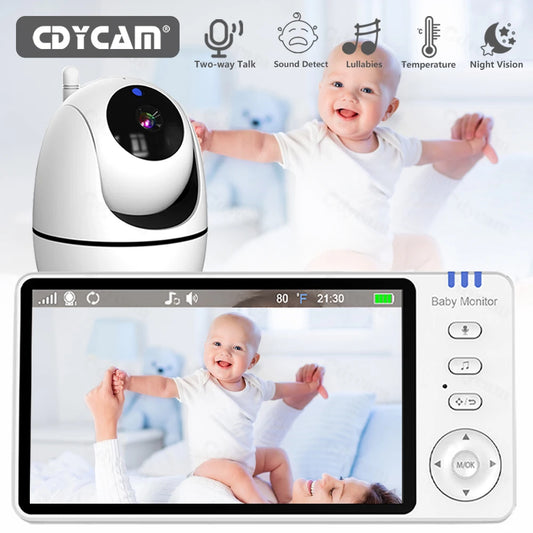 5 Inch Video Baby Monitor With Camera PTZ Zoom Babyphone Cam Security Protection Surveillance Cameras Temperature Sensor Lullaby