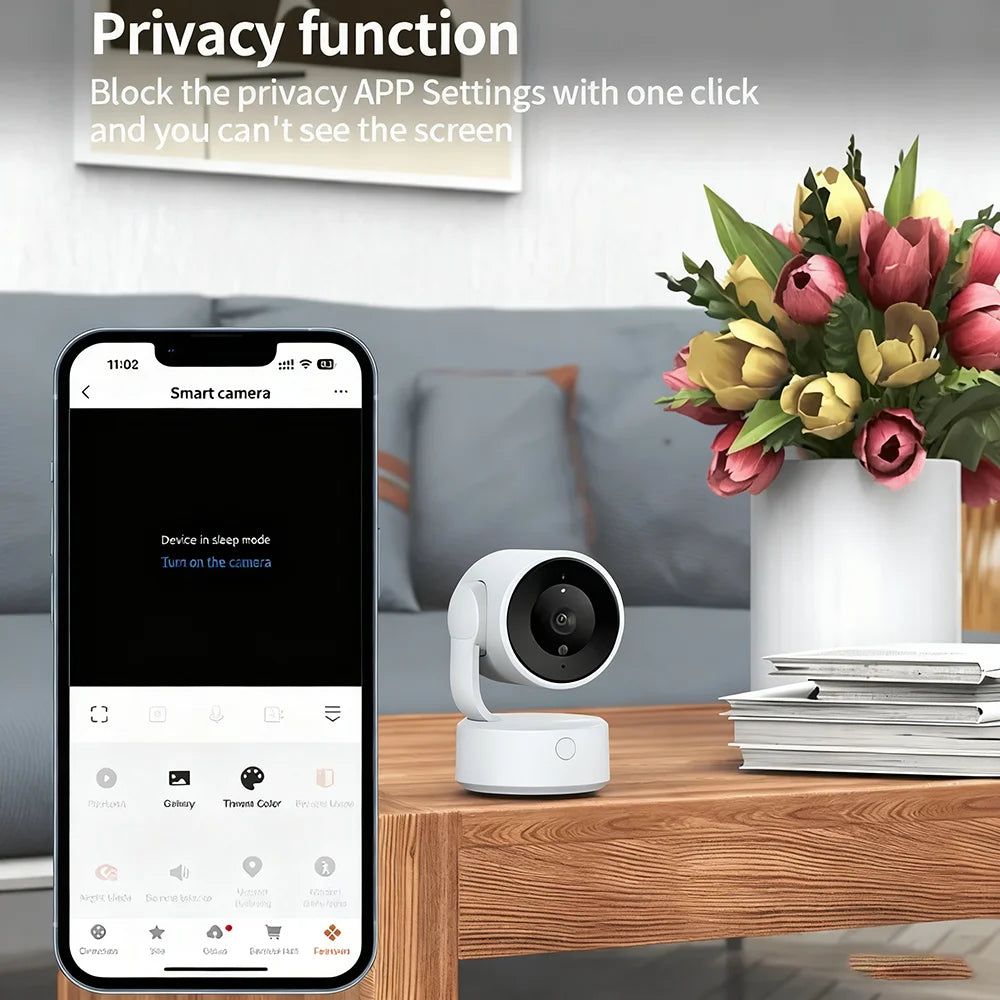 WIFI Tuya Camera Indoor 5MP Baby Monitor Two Way Talk 4X Zoom PTZ 360°  Surveillance Cameras Support Alexa Google Smart Life