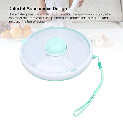 ZK30 360° Rotating Snack Container Large Capacity Sealing Kids Fruit Storage Box Bundle with Lid for Home Mint Green