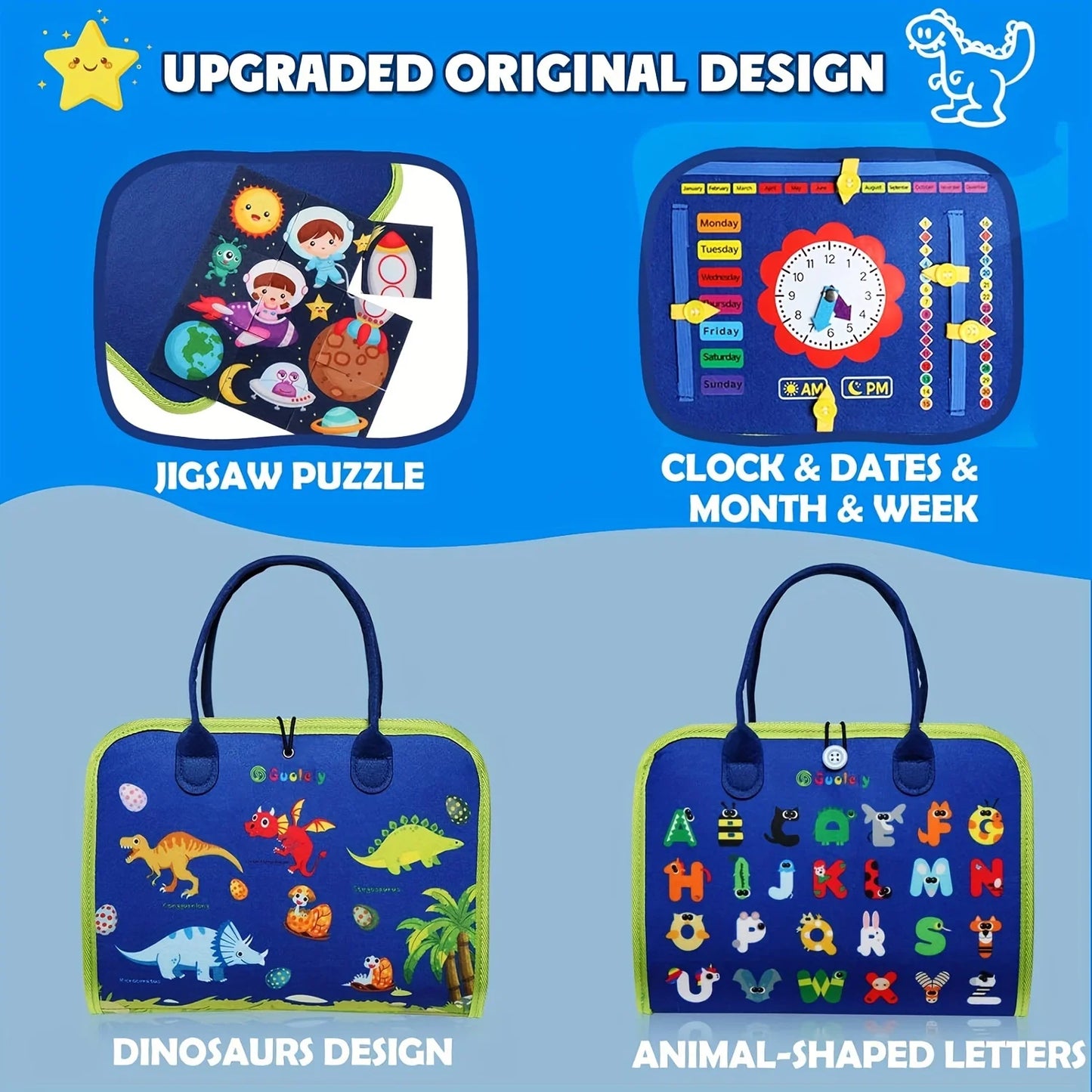 Busy Board & Busy Book for Kids – Sensory & Learning Travel Toy for Airplane & Car, Preschool Learning Toys, Ideal Gifts