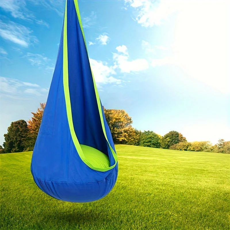 All-in-One Hanging Hammock Chair with Inflatable Pillow | Heavy-Duty Capacity, Storage Pocket | Indoor/Outdoor Hanging Seat