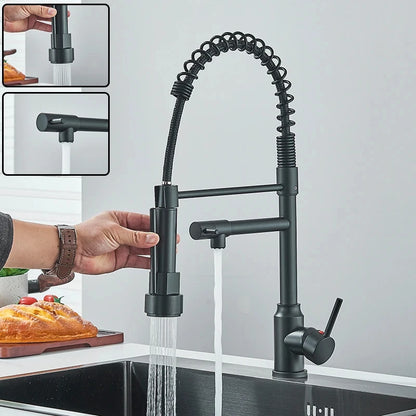 Kitchen Faucet with Pull Down Sprayer, Commercial Single Handle Stainless Steel Kitchen Faucets with Deck Plate