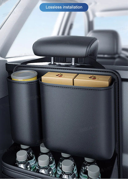 SEAMETAL Leatherette Car Trunk Organizer Large Capacity Seat Back Storage Bag with 4 Pockets Multifunction Use for Car Trunk SUV