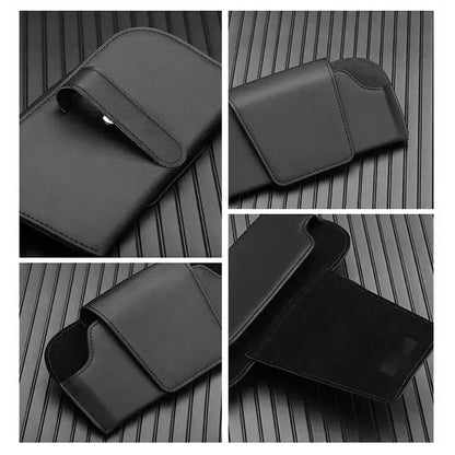 Cowhide Sun Visor Glasses Holder Premium Leather Wear-Resistant Sunglasses Protective Box Auto Eyeglasses Storage Case