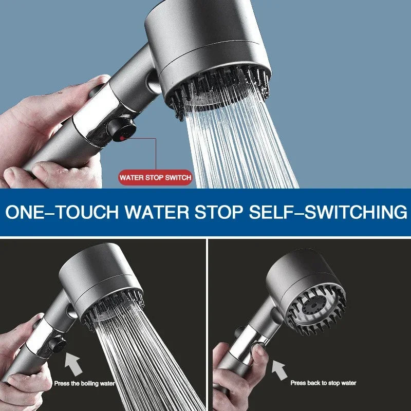 Filtered Shower Head with Handheld, High Pressurized Filter Shower Head 3-mode Adjustable Spray with Massage Brush Rain Faucet Bathroom Accessories