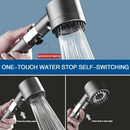 Filtered Shower Head with Handheld, High Pressurized Filter Shower Head 3-mode Adjustable Spray with Massage Brush Rain Faucet Bathroom Accessories