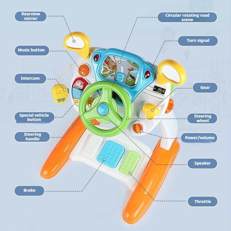 Child Simulation Music Simulated Driving Console Steering Wheel Toys Baby Driving Early Education Toys Intellectual Development