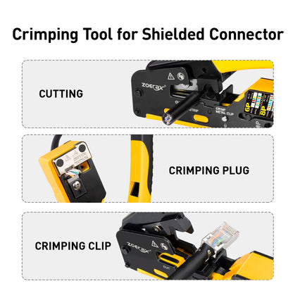 RJ45 Crimp Tool Kit Pass Thru Ethernet Crimper for Cat5e Cat6 Cat6a 8P8C Modular Connectors, All-in-One Cat6 Crimping Tool and Tester