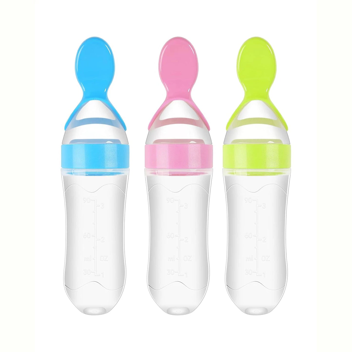 90ml/3oz Baby Silicone Spoon Feeder,Rice Paste Silicone Bottle,Squeeze Food Feeder for Infant-Perfect for Outside and Home