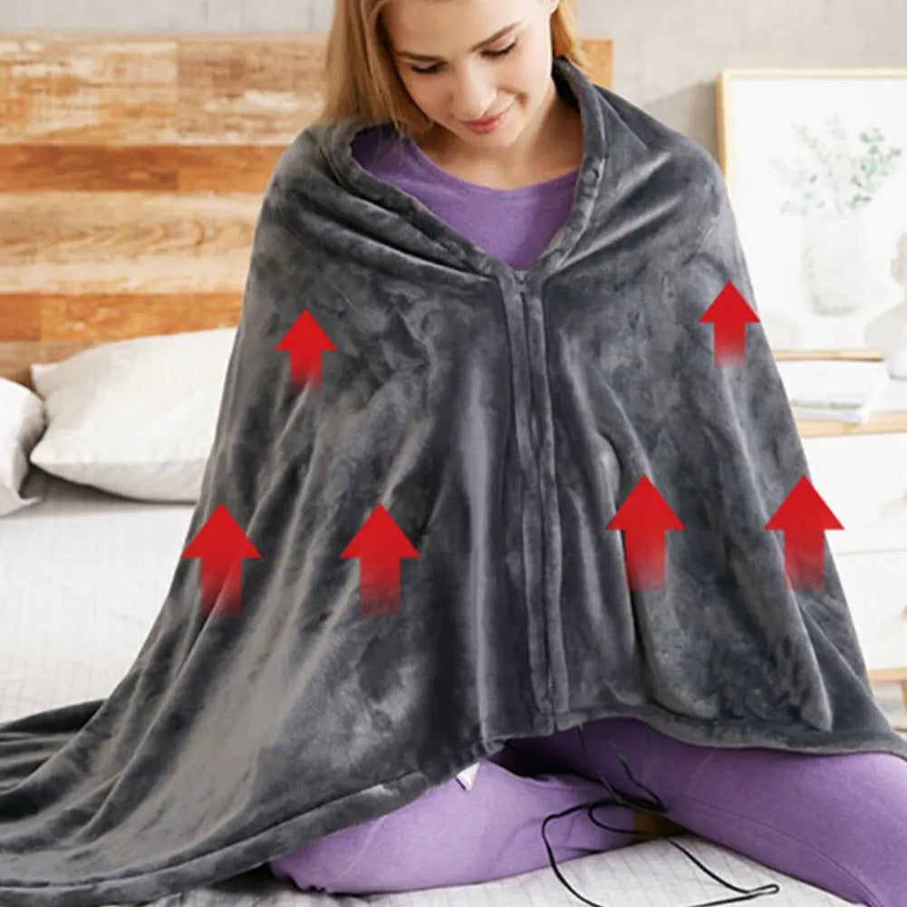 Electric Heated Blanket Throw 150''x80'' USB Electric Heated Blanket 3 Heating Levels Fleece Heated Blanket Portable Body Warmer Blanket for Household and Office