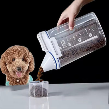 Portable Cat Dog Food Storage Container with Upgraded Large Spout and Cup Dispenser for Small Large Animal Kibble, Pet Bird snack, Oatmeal, Rice, Flour, Brown Sugar