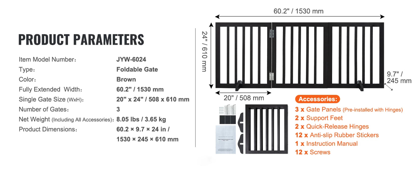 White Metal Dog Gate for Small Dogs - Short Freestanding Puppy Gate with Retractable Sliding Rail, No Installation, Indoor/Outdoor Use, Foldable & Portable Pet Barrier