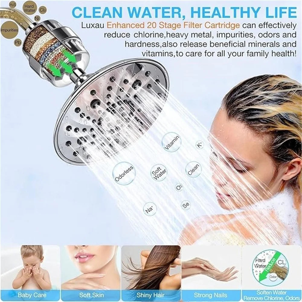 Shower Filter Replacement Cartridge for Hard Water, Universally Compatible with Any Similar Design, Shower Water Softener with High Output