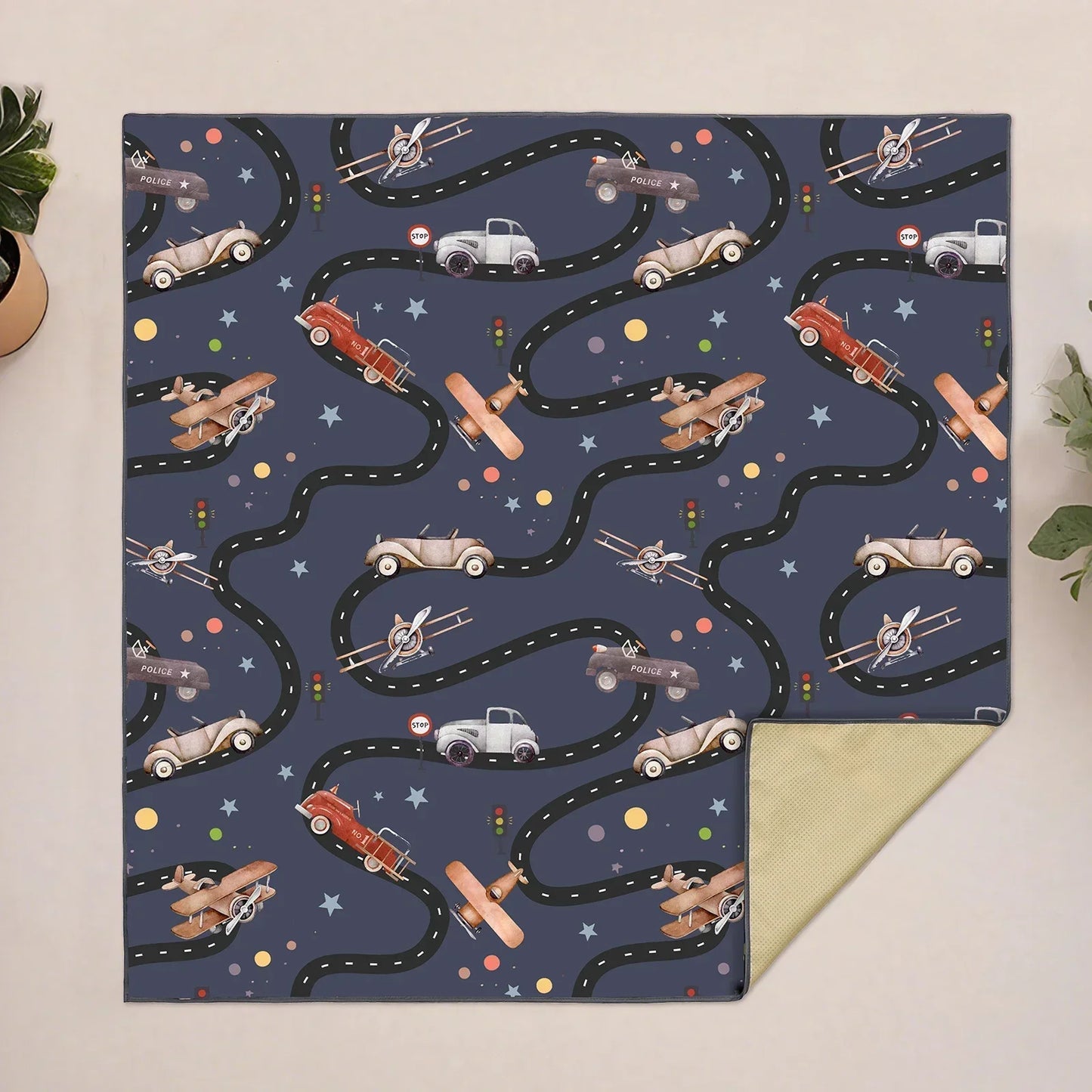 Baby Play Mat, Thicken Foam Cushioned & Waterproof Playpen Mat for Infants and Toddlers, Stylish and Just Wipe-Clean Playmat for Baby Play on Floor