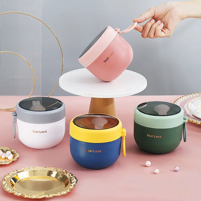 Stainless Steel Soup Cups Thermal Lunch Box Food Thermos Container with Spoon Insulated Bento Lunch Box for School Office