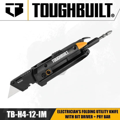 TB-H4-12-IM Electrician's Folding Utility Knife With Bit Driver Pry Bar Hand Tools