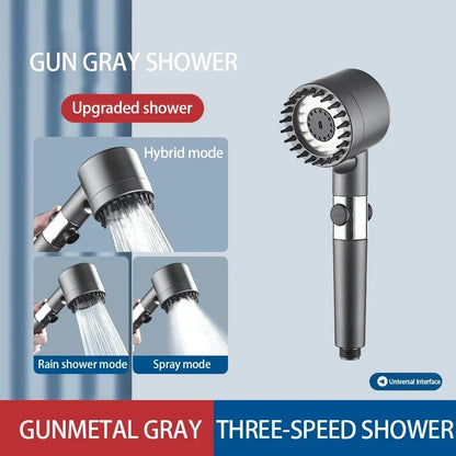 Filtered Shower Head with Handheld, High Pressurized Filter Shower Head 3-mode Adjustable Spray with Massage Brush Rain Faucet Bathroom Accessories