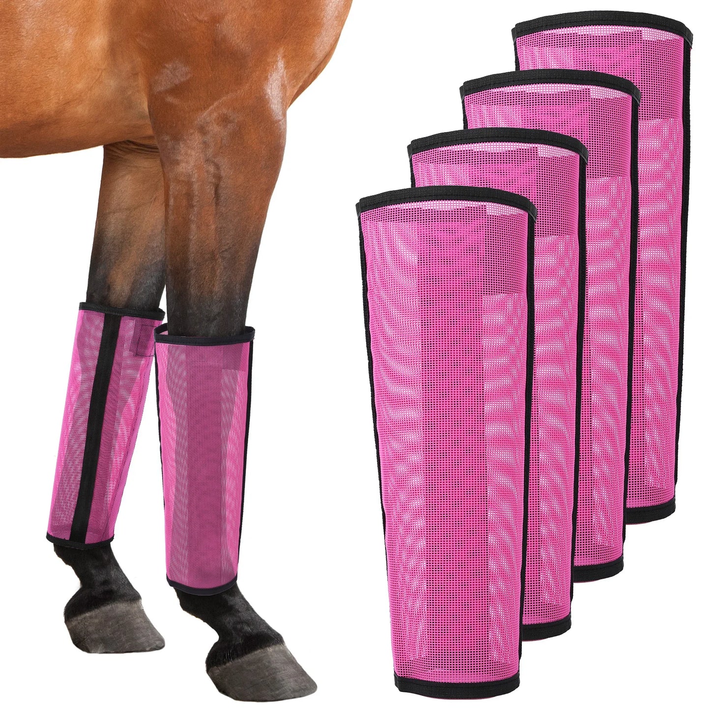4 Sets Protective Horse Leg Wraps Breathable Mesh Horse Boots Mesh Fly Boots for Horse for Preventing Flies and Mosquitoes Bites