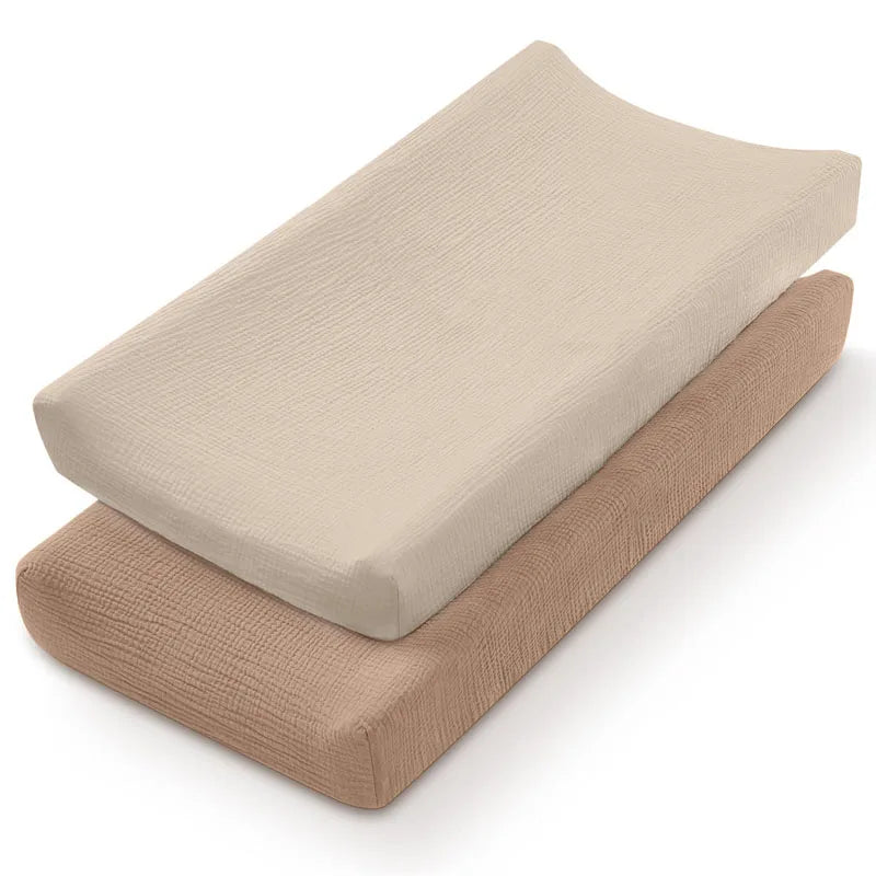 2PCS Diaper Changing Pad Cover Soft Breathable Cotton Newborn Baby Changing Mat Cover Solid Color Baby Shower Gifts