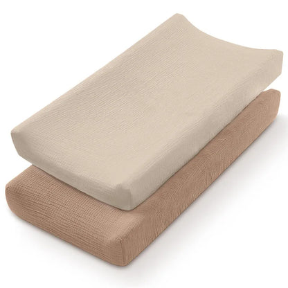 2PCS Diaper Changing Pad Cover Soft Breathable Cotton Newborn Baby Changing Mat Cover Solid Color Baby Shower Gifts