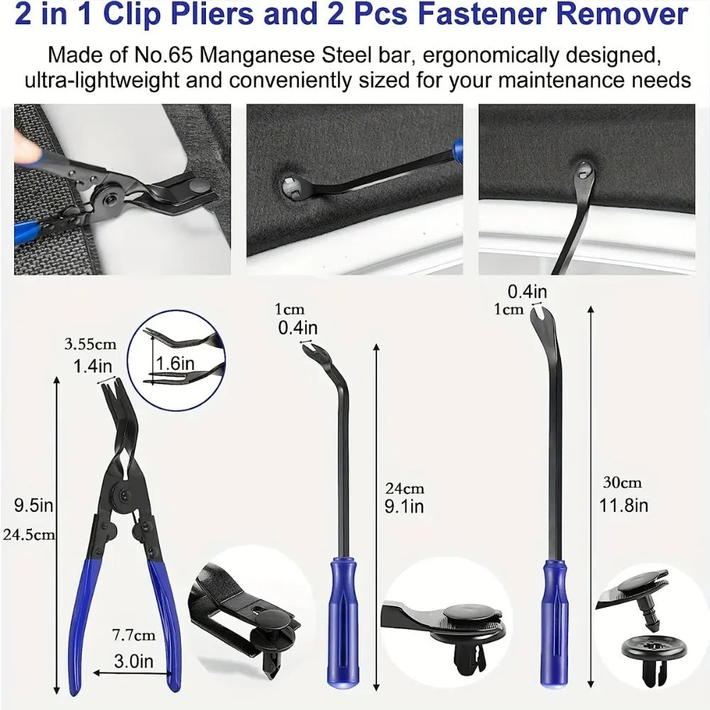 19Pcs Trim Removal Tool Set Clip Plier Upholstery Remover Nylon Car Panel Removal Set with Portable Storage Bag