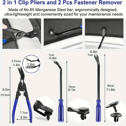 19Pcs Trim Removal Tool Set Clip Plier Upholstery Remover Nylon Car Panel Removal Set with Portable Storage Bag