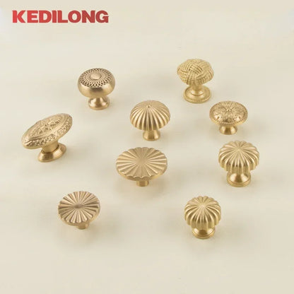 Cabinet Handles Brushed Brass Kitchen Knobs European style minimalist solid brass cabinet DIY pull handle classical luxury drawer gold knob cabinet door long handle