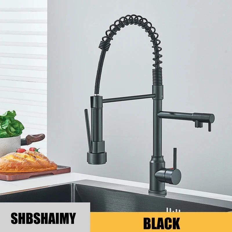 Kitchen Faucet with Pull Down Sprayer, Commercial Single Handle Stainless Steel Kitchen Faucets with Deck Plate