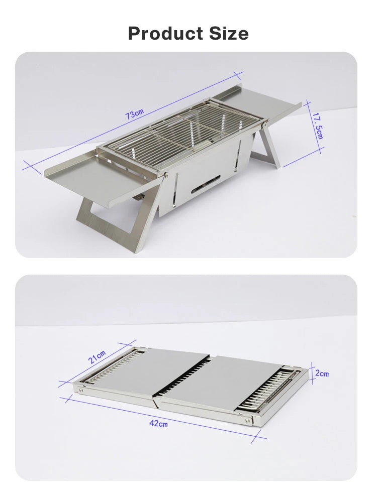 Stainless Steel Folding Barbecue Grill For Home And Outdoor Charcoal Kebabs Smokeless Portable Collapsible Barbecue