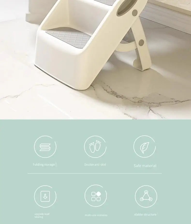 Toddler Step Stool for Bathroom Sink and Potty Training Durable Anti-Slip,Anti-Tip A-Frame,10-Second Assembly, 2-Step Potty Stool with Wide Steps