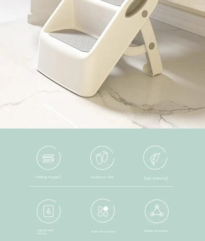 Toddler Step Stool for Bathroom Sink and Potty Training Durable Anti-Slip,Anti-Tip A-Frame,10-Second Assembly, 2-Step Potty Stool with Wide Steps