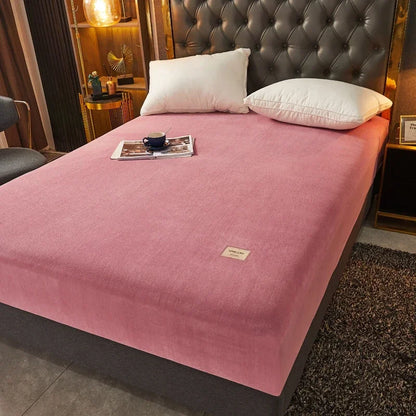 Soft Warm Thick Velvet Fitted Sheet High Quality Non Slip Mattress Cover Adjustable Protector Soft Bed Sheet with Elastic