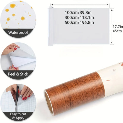 Walnut Wood Contact Paper Stick Waterproof Wallpaper Self-Adhesive Wallpaper Removable Vinyl Film Contact Paper for Walls Furniture DIY